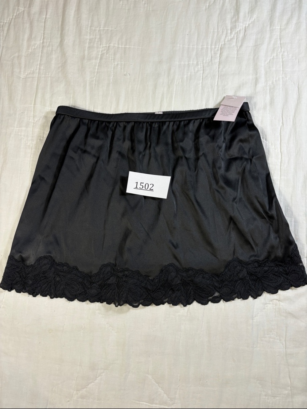 NWT Auden Women's Black Satin Lace Trim Half Slip Skirt Lingerie‎ Underskirt New - Picture 10 of 10